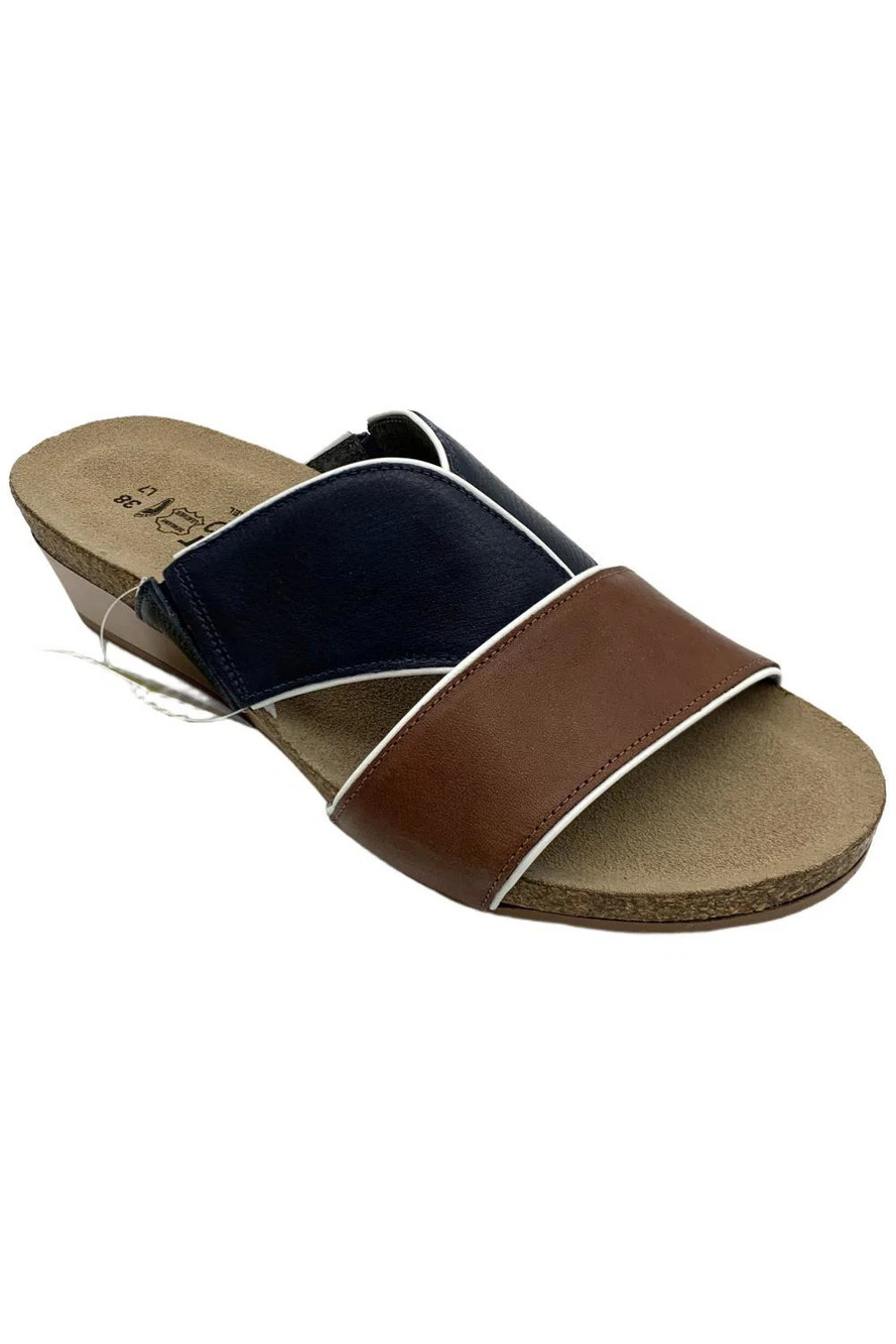 Naot Women's Leather Wedge Slide Sandals Tiara Chestnut/Ink - Medium